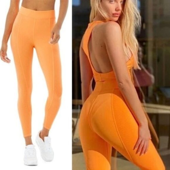 ALO Yoga Pants - ALO Leggings High Waist No Limit Neon Apricot sz. XS